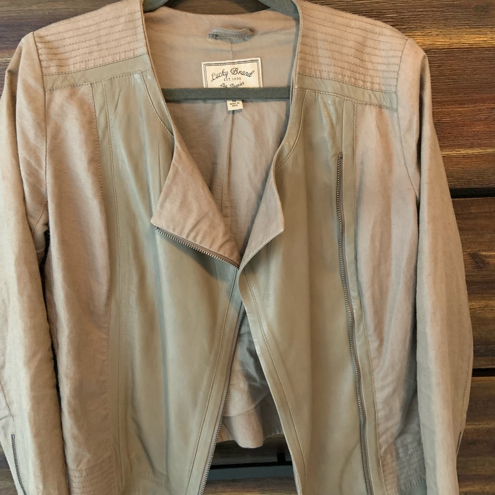 Lucky Brand Moto jacket in leather and linen